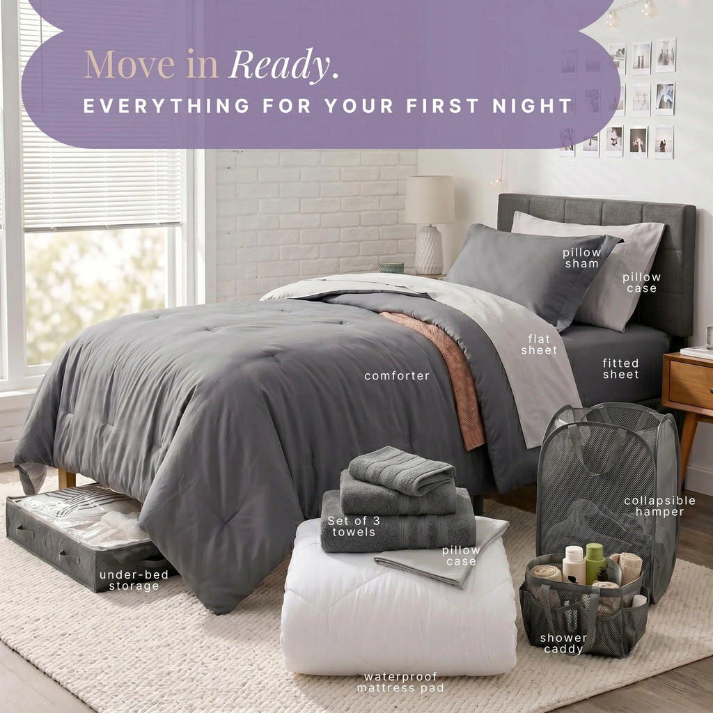 Complete Dorm Essentials Bed-In-A-Bag Set
