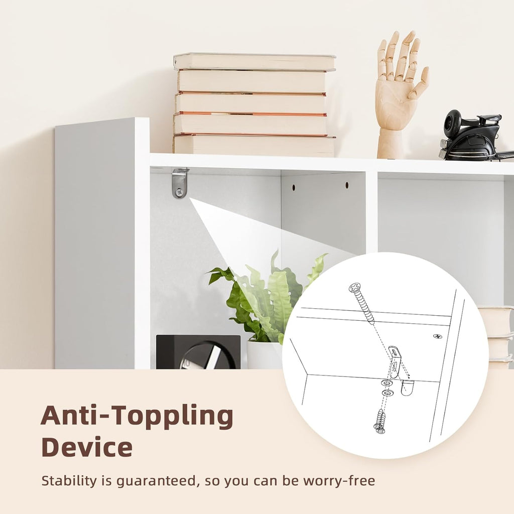 White Desk Hutch with Storage Shelves