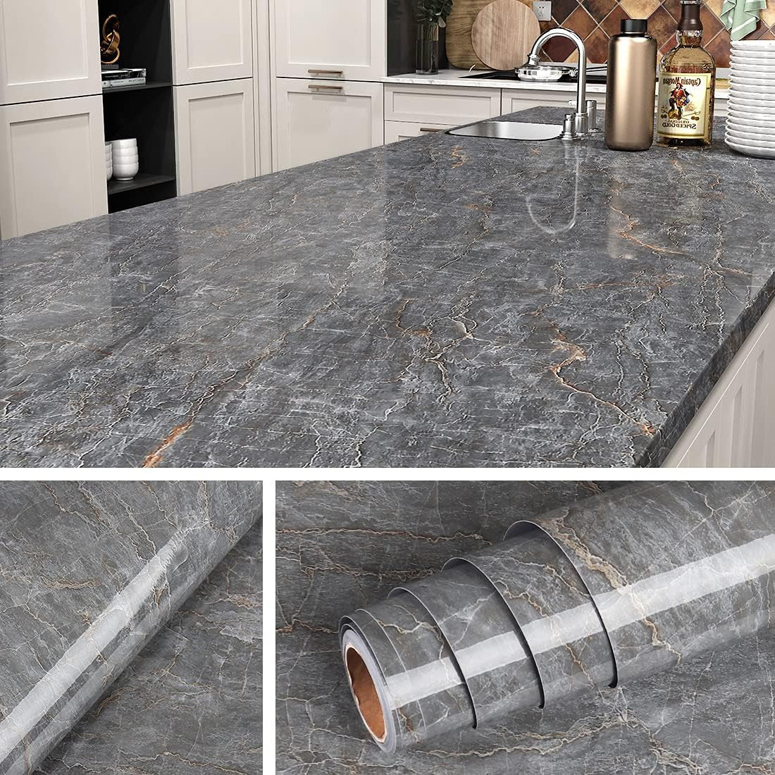 Marble-Look Peel & Stick Countertop Cover